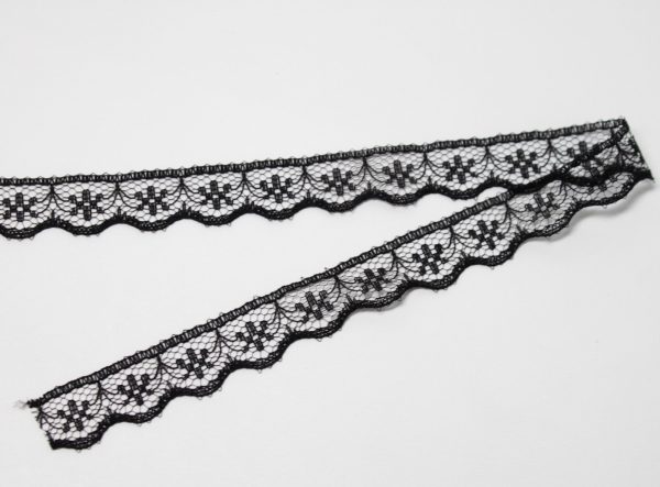Dantela neagra pentru lenjerie, 12 mm