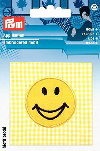 Petic termoadeziv Smiley pe material galben/alb