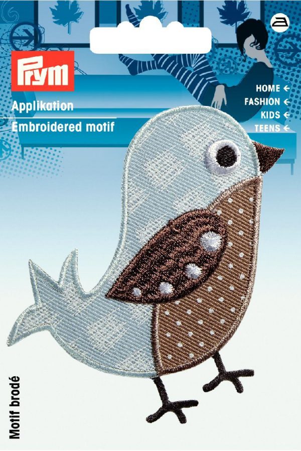 Petic termoadeziv Exclusiv pasare, bej/albastru deschis