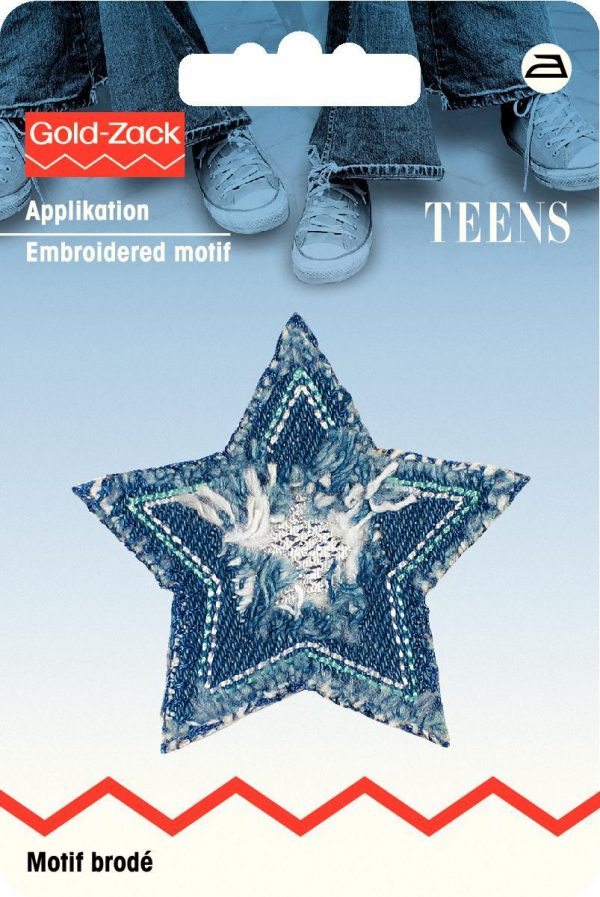 Petic termoadeziv jeans stea, argintiu stralucitor