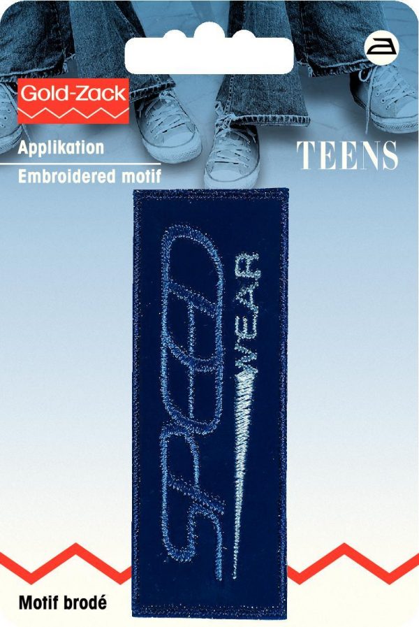 Petic termoadeziv eticheta jeans, rectangulara, Speed Wear, albastru inchis