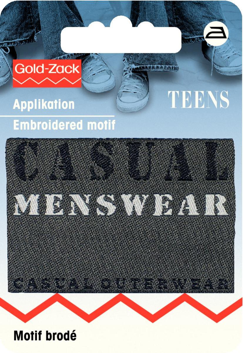 Petic termoadeziv eticheta jeans, rectangulara, neagra, Casual Menswear