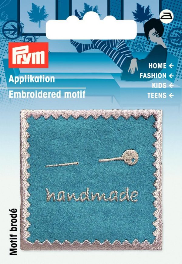 Petic termoadeziv eticheta Exclusive Lucrat manual, cusuta, turquoise