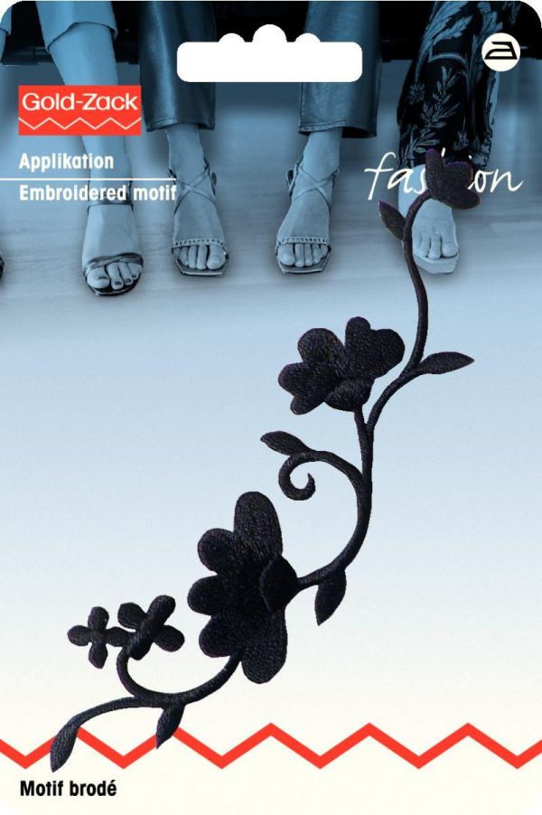 Petic termoadeziv floare, neagra