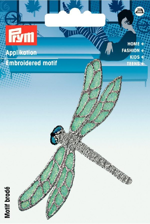 Petic termoadeziv Exclusive libelula, verde/argintie