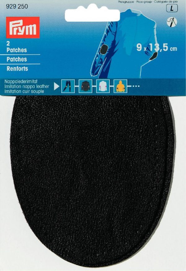 Petic imitatie piele Napa, neagra, 9 x 13,5 cm