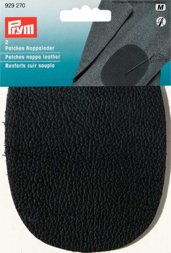 Petic imitatie piele Napa, neagra, pentru cusut, 9 x 14,0 cm