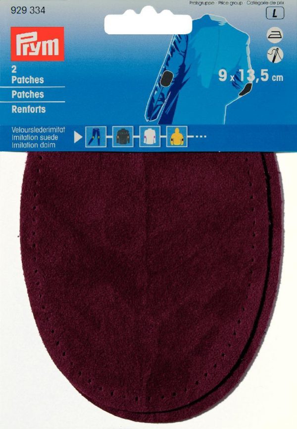 Petic imitatie piele de caprioara, fixare prin calcare, rosu inchis, 9 x 13,5