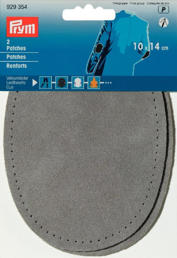 Petic imitatie piele, fixare prin coasere, gri, 10 x 14, 0