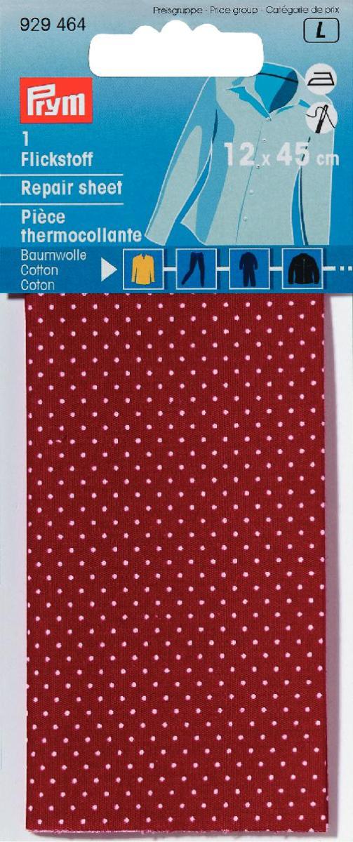 Material bumbac reparatii, calcare sau coasere, rosu/alb, cu buline, 12 x 45 cm