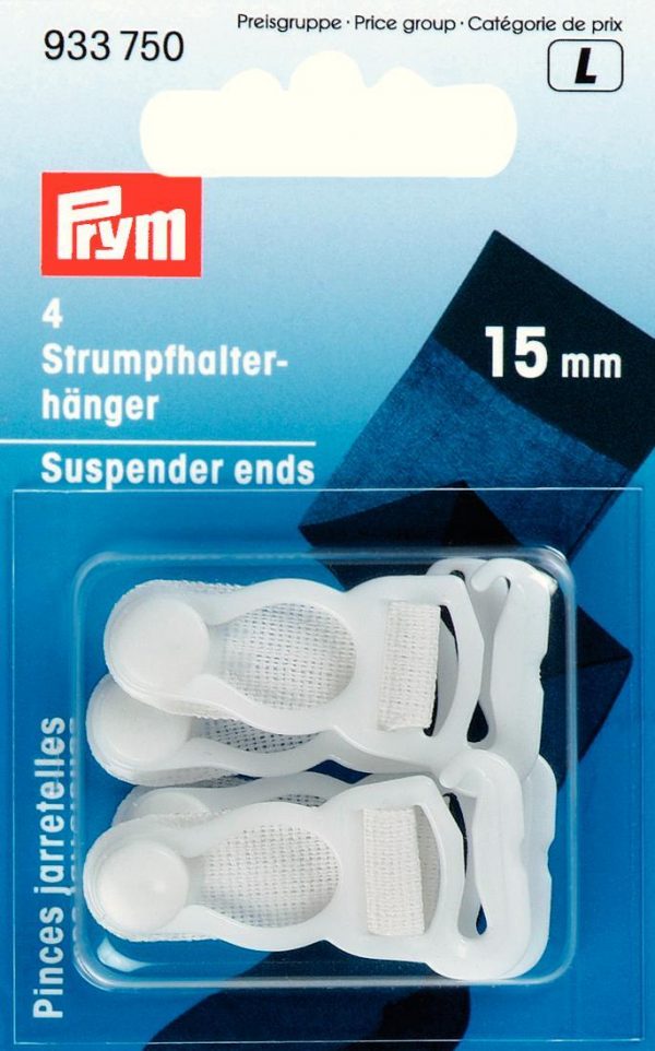 Capete jartiera, din plastic, albe, 15 mm