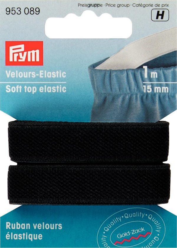 Elastic velur, negru, 15 mm