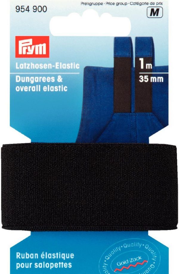 Elastic universal sau salopete, negru, 35 mm