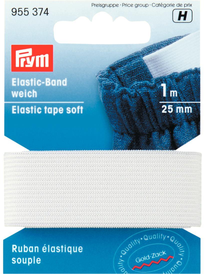 Banda elastic, intindere usoara, alb, 25 mm