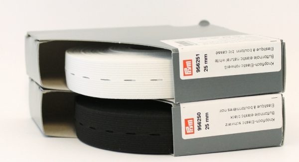 Banda elastica, butoniere, neagra, 25 mm, 10 m