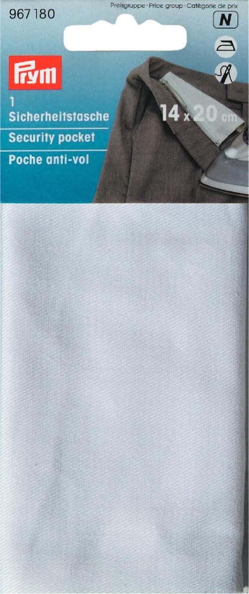 Buzunar de securitate + fermoar, alb natural, 17 x 14 cm