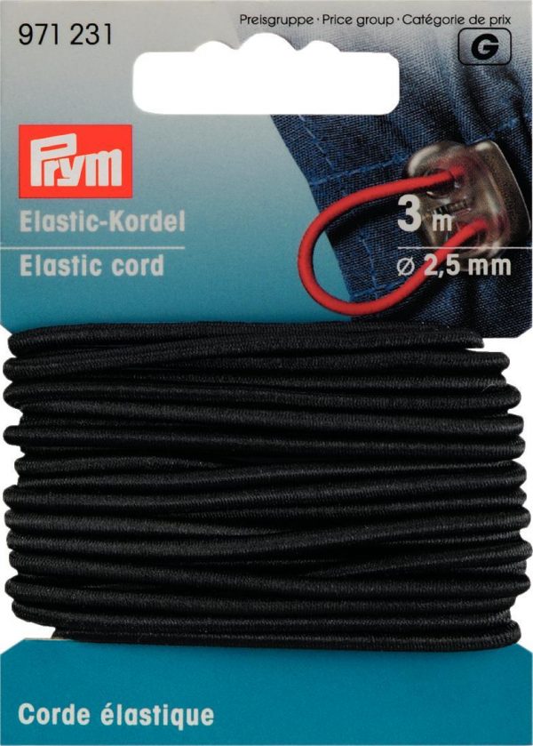 Snur elastic negru, 2,5 mm