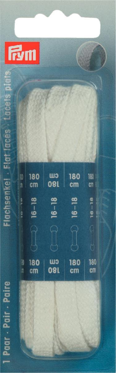 Sireturi bumbac plate, albe, 8 x 1800 mm