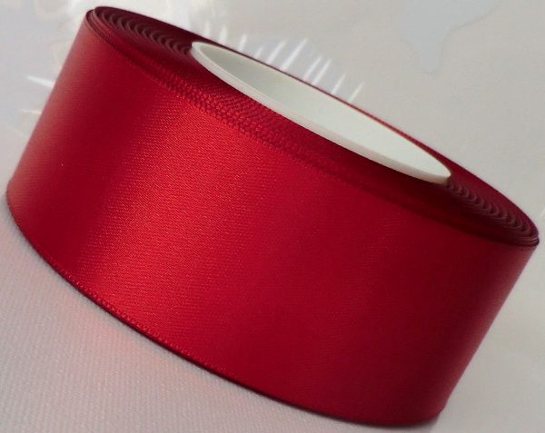 Panglica satin, rosu inchis, 10 mm, 25 m