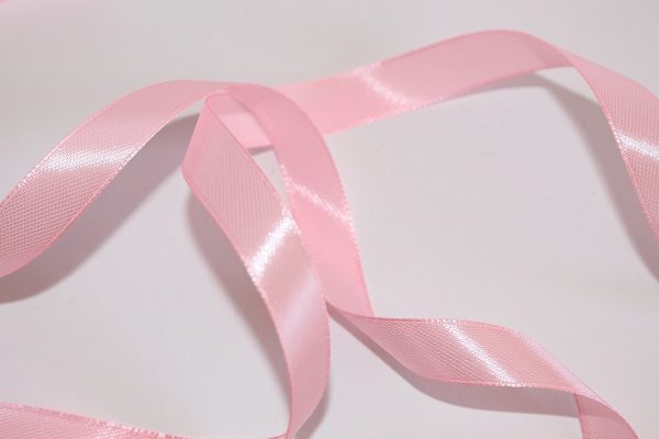 Panglica satin, roz pal, 15 mm, 25 m
