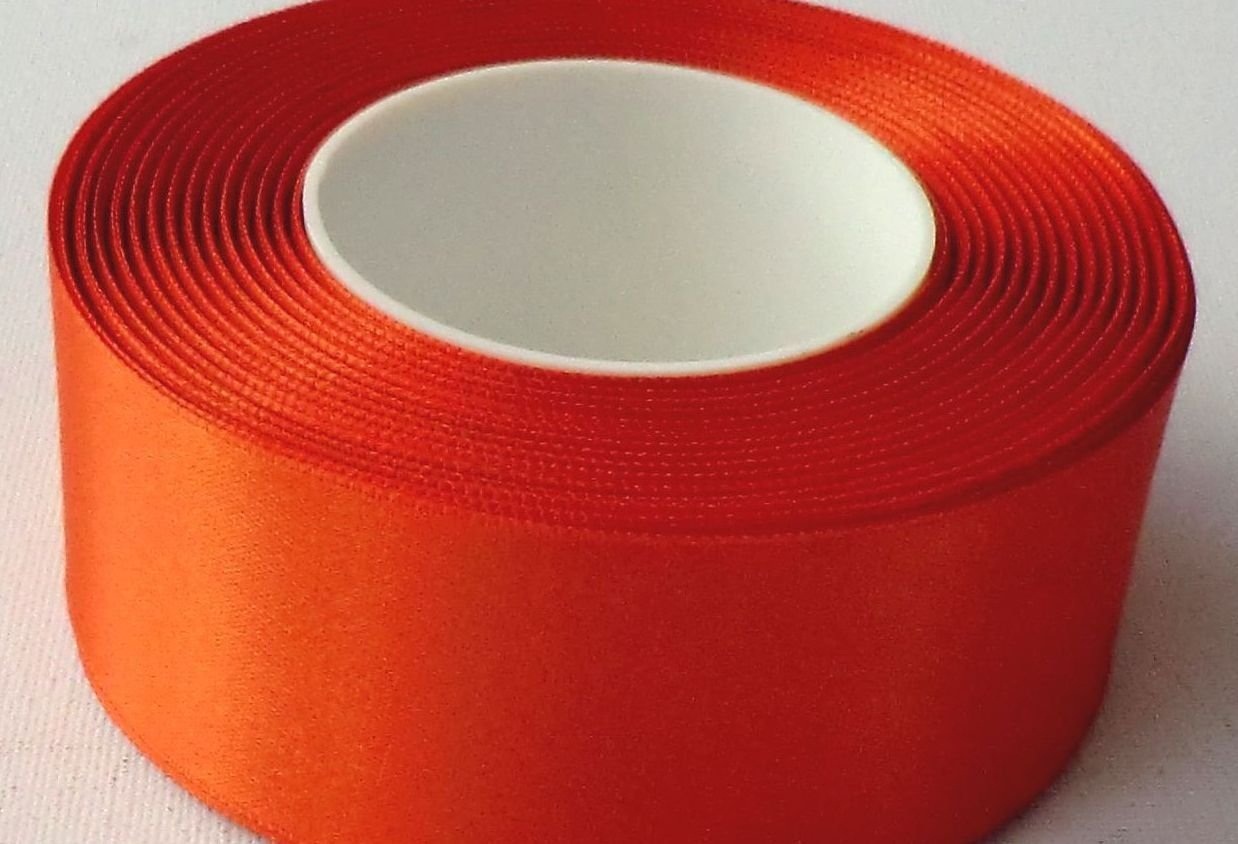 Panglica satin, portocalie, 25 mm, 25 m
