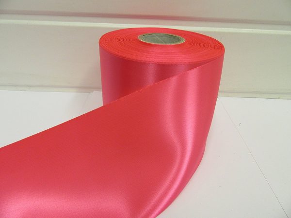 Panglica satin, roz neon, 6 mm, 4 m