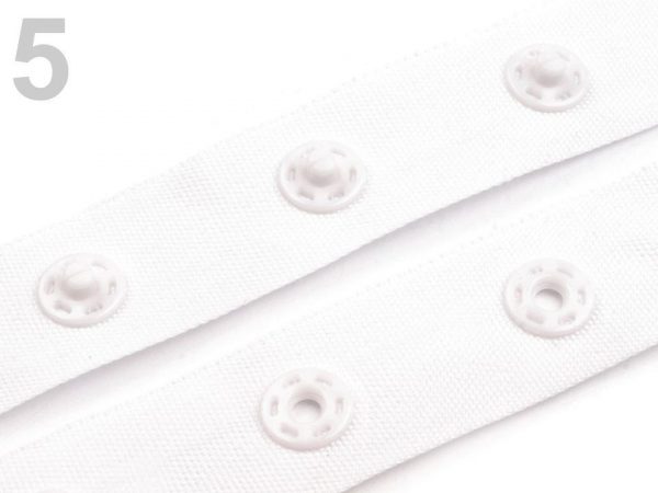 Banda cu capse 21 mm, interval 35 mm, alba