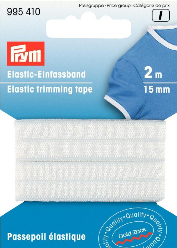 Paspoil elastic, alba, 15 mm