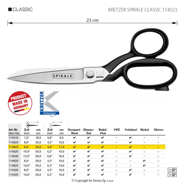 Foarfeca de croitorie pentru țesături dificile, grele, lungime 9 "/ 23 cm, lustruită