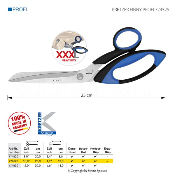 Foarfeca croitorie pentru țesături dificile și grele, lungime 10 "/ 25 cm