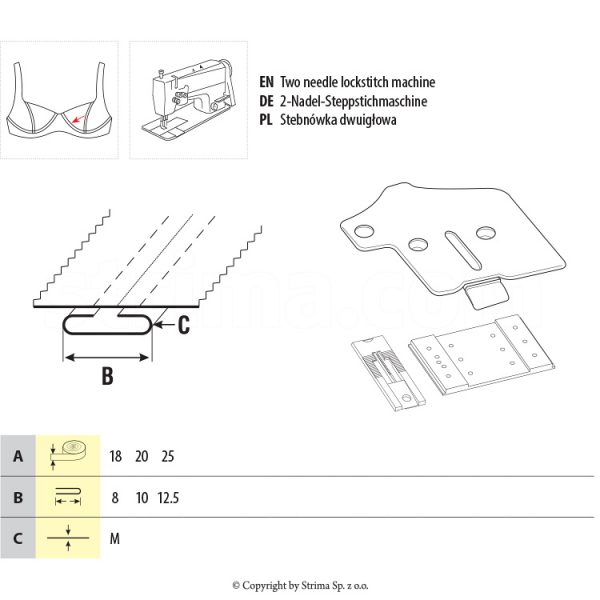 Dispozitiv aplicat bentita pe interior (brassiere) UMA-107 18/8 M