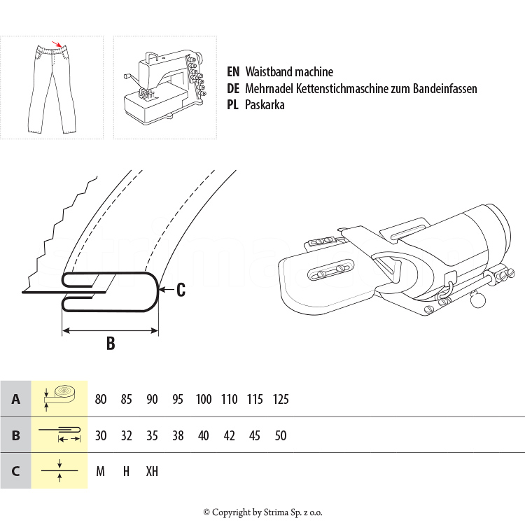 Dispozitiv aplicat betelie bie pantaloni UMA-110-K 120/50 H