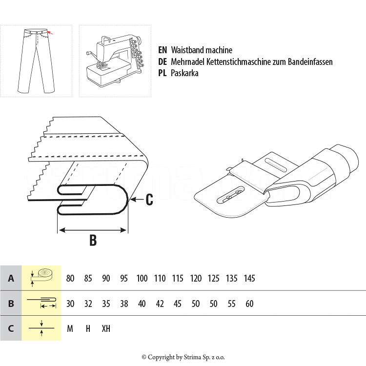 Dispozitiv aplicat betelie pantaloni automat UMA-110-O-BR 90/35 M