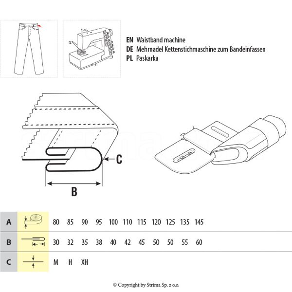 Dispozitiv aplicat betelie pantaloni automat UMA-110-O-SI 115/45 XH