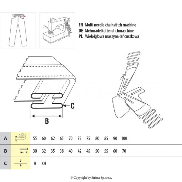 Dispozitiv aplicat betelie dubla pantaloni UMA-115 80/50 H