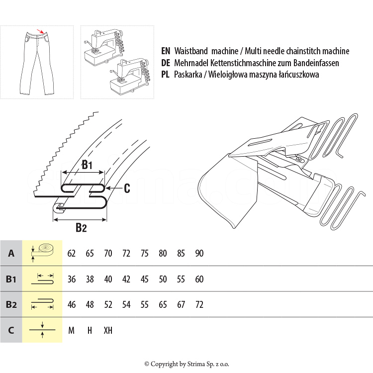 Dispozitiv aplicat betelie pantaloni, o singura indoire UMA-118-T 85 H