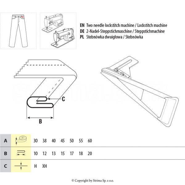 Dispozitiv gaici, indoire semidubla UMA-127 55/18 XH