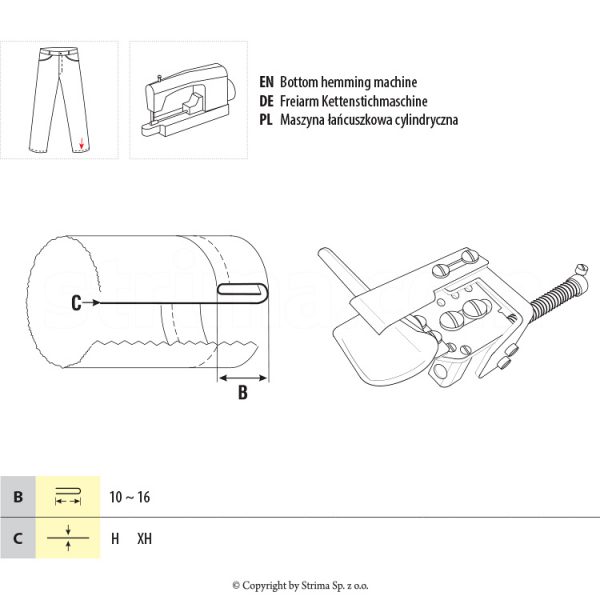 Dispozitiv tivitor superior mansete pantaloni UMA-141 10 XH