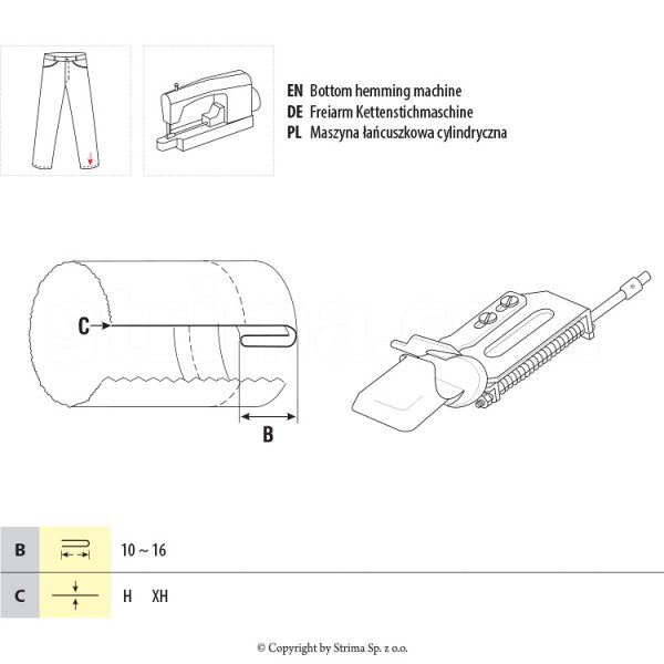 Dispozitiv tivitor inferior mansete pantaloni UMA-142 10-16 H