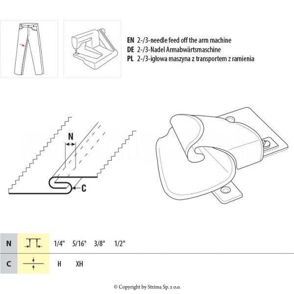 Dispozitiv fluturas incheiat pantaloni UMA-145-L 1/4 H