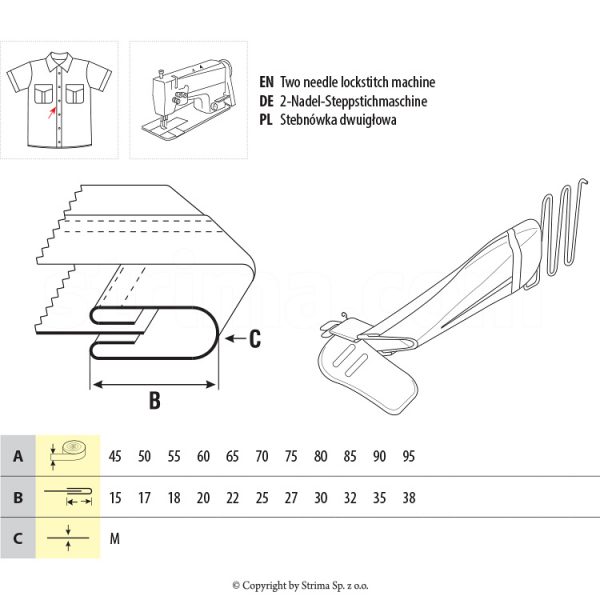 Dispozitiv aplicat bentita acoperire nasturi camasa UMA-165-C 60/20 M