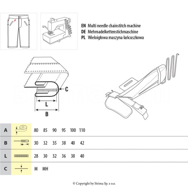 Dsipozitiv aplicat betelie si elastic UMA-165-L 110/42 M