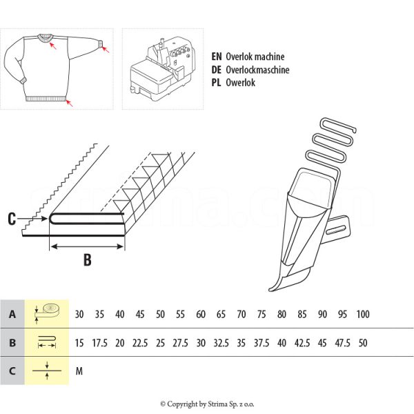 Dispozitiv aplicat banda guler si maneci UMA-22-JU 50/25 M