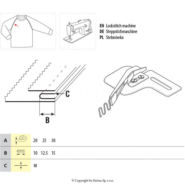 Dispozitiv aplicat vipusca imbracaminte sport UMA-240 20/10 M