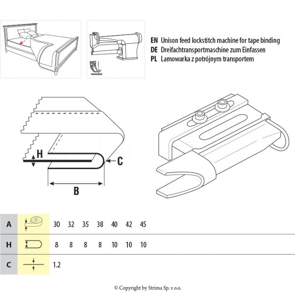 Dispozitiv aplicat banda saltele UMA-276 35/17,5/8