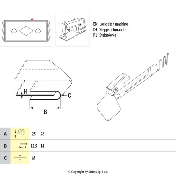 Dispozitiv aplicat bentita ingusta covoare UMA-402 25/12,5 M