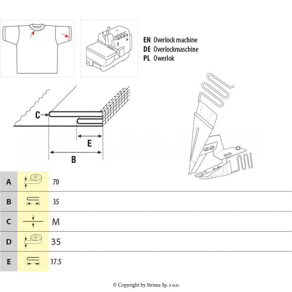 Dispozitiv aplicat 3 benzi UMA-62-KG 70/35×35/17 M