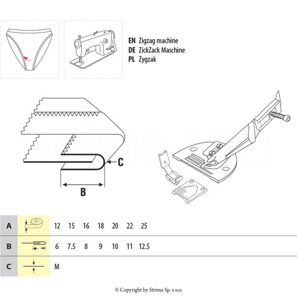 Set dispozitiv aplicat bentita lenjerie intima UMA-68-PF 18/9 M