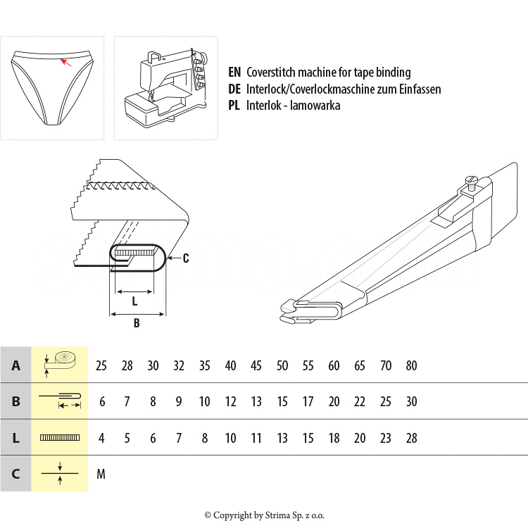 Dispozitiv aplicat einfas si elastic lenjerie intima UMA-72 35/10/8 M