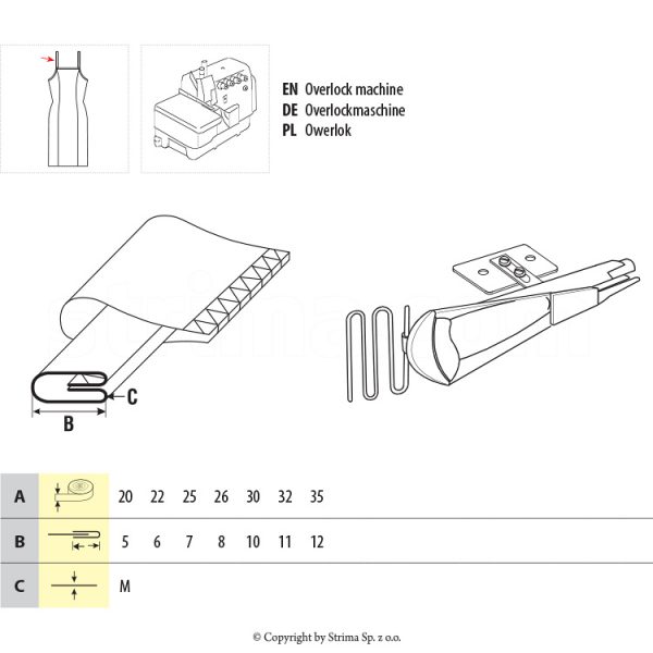 Dispozitiv spaghetti sutiene UMA-75-PG 30/10 M